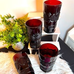 Vintage Ruby Red Avon Tumblers